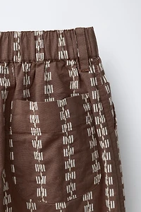 EMBROIDERED PRINTED BAGGY PANTS