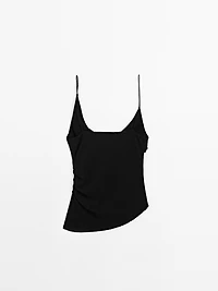 100% cotton top with asymmetric neckline