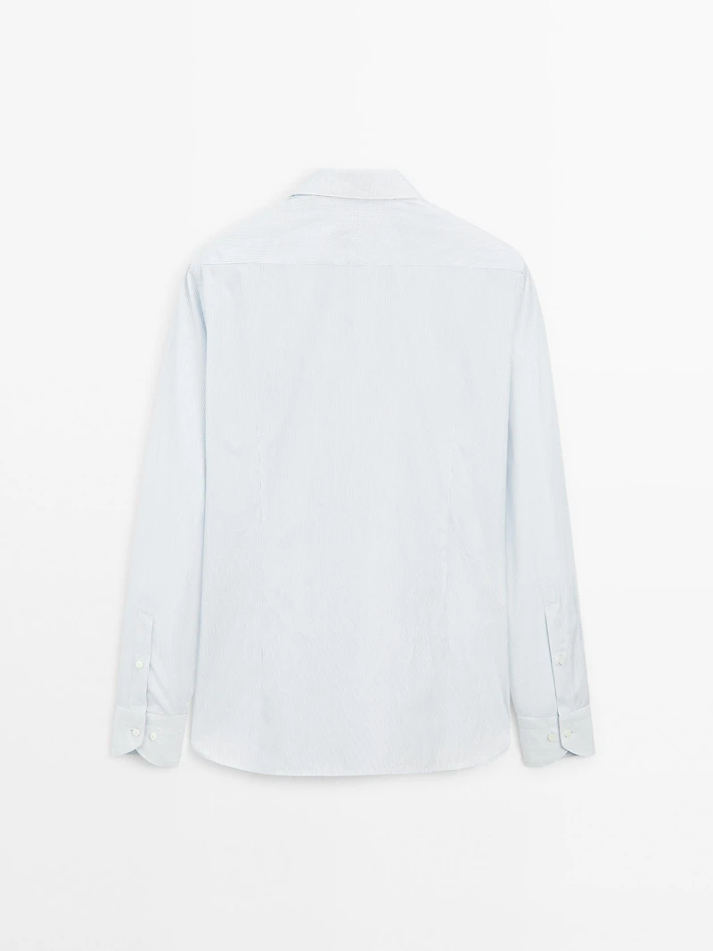 Chemise slim micro-rayures 100 % coton