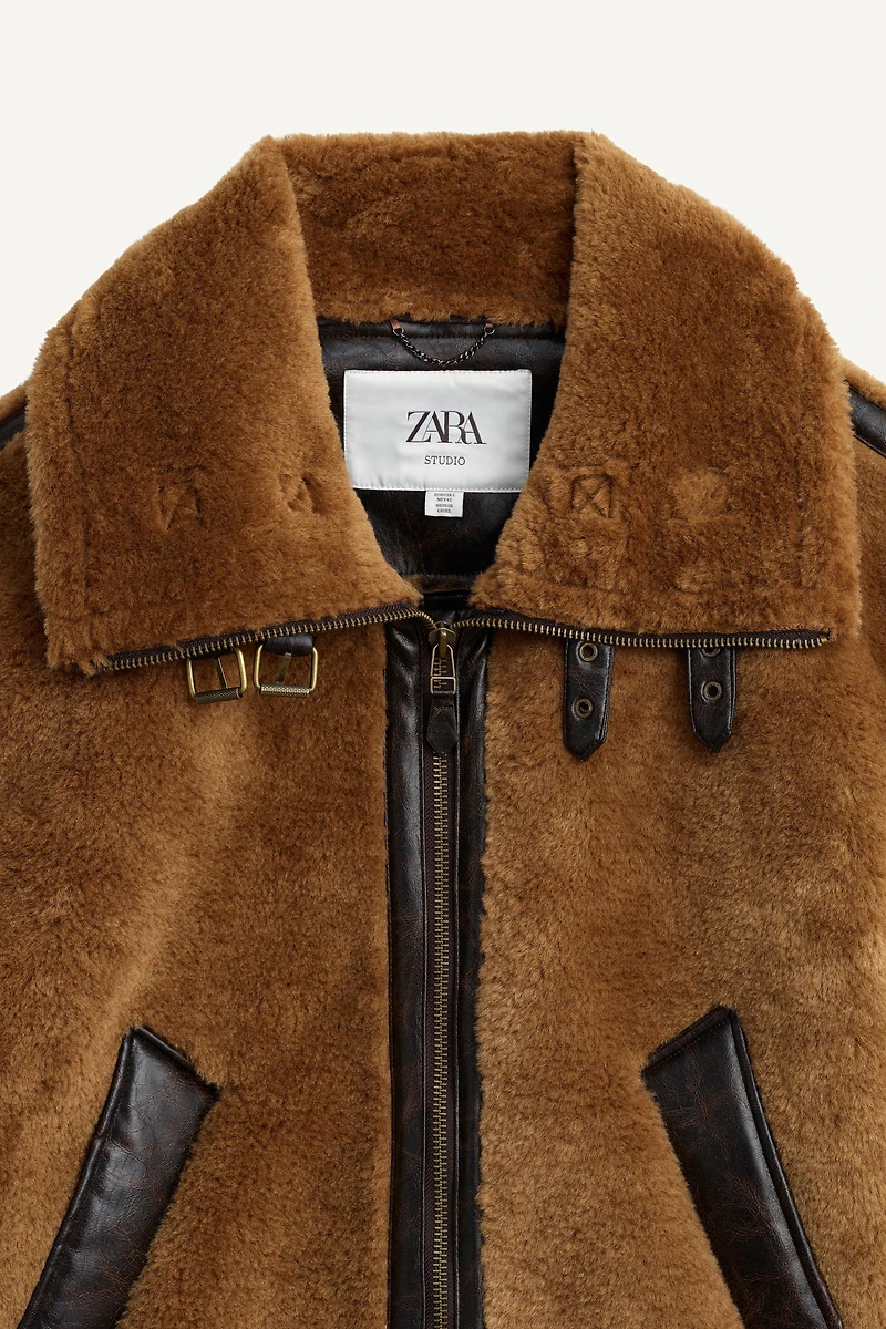 CONTRAST FAUX FUR LEATHER JACKET LIMITED EDITION