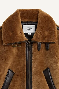 CONTRAST FAUX FUR LEATHER JACKET LIMITED EDITION