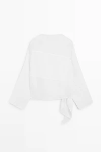 Chemise en lin mélangé à textures combinées