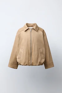 FAUX SUEDE BOMBER JACKET