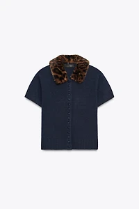 VESTE EN MAILLE COL IMPRIMÉ ANIMAL
