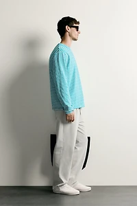 PLEATED STRAIGHT-FIT CHINO TROUSERS