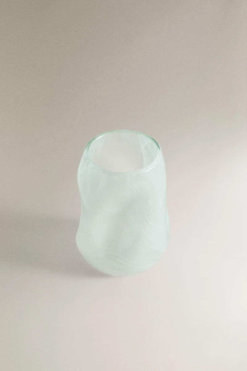 SHADED GREEN GLASS TOOTHBRUSH HOLDER