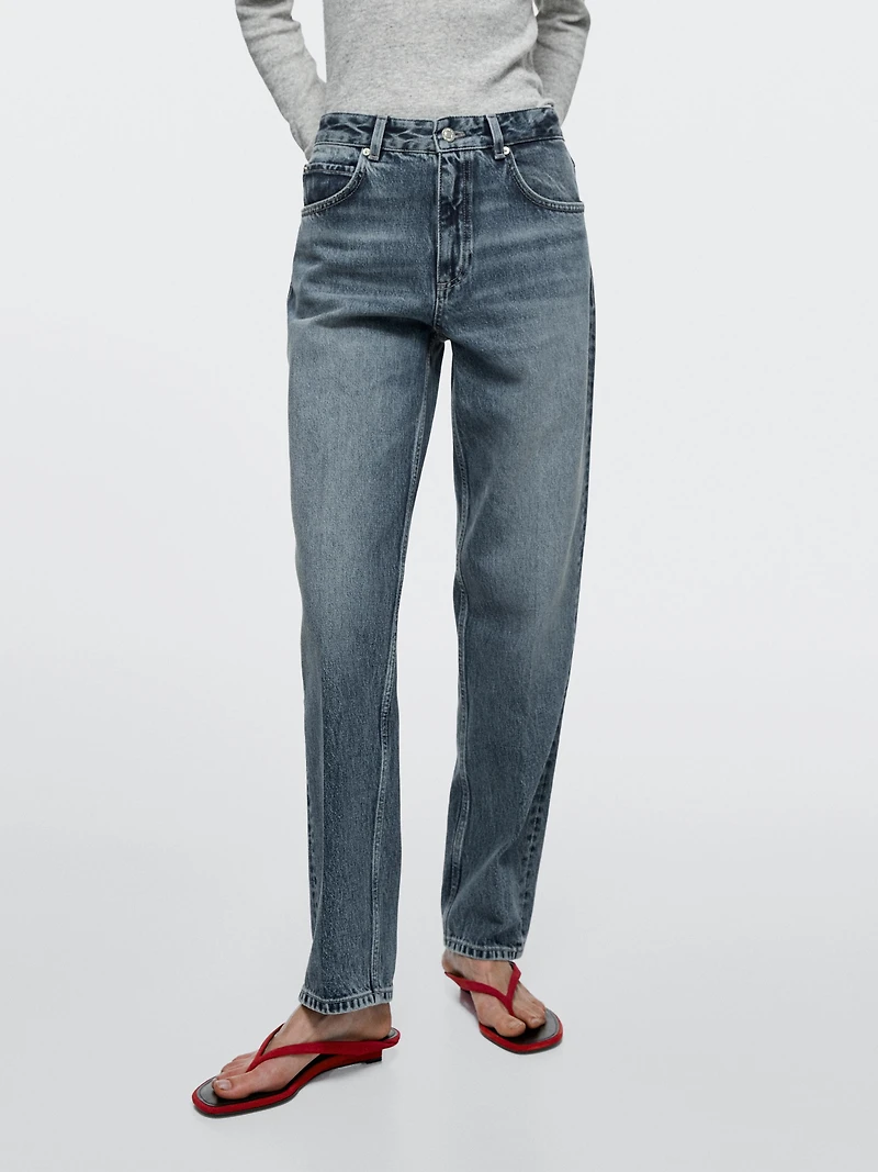 Jean relaxed barrel taille haute