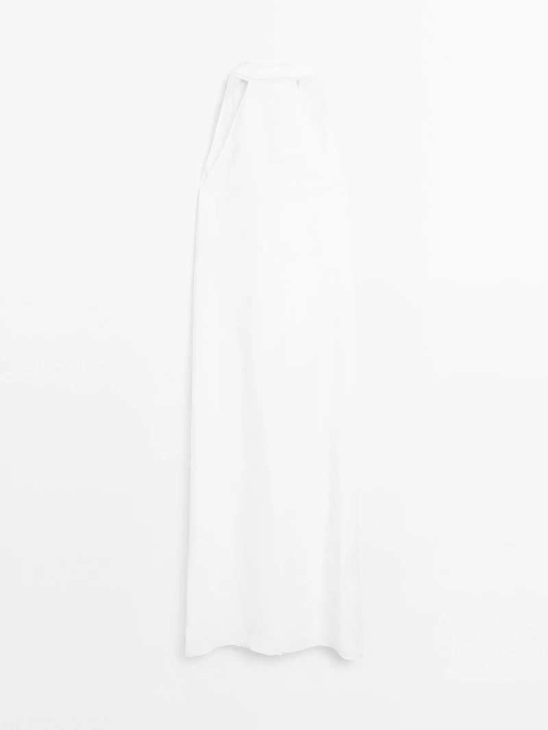 Long flounce V-neck dress