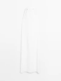 Long flounce V-neck dress