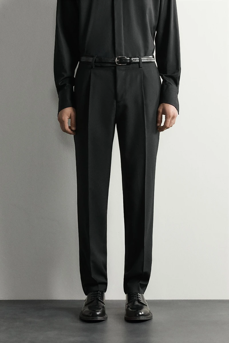 REGULAR FIT PLEATED TUXEDO PANTS