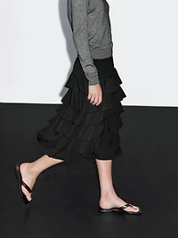 Ruffled midi skirt