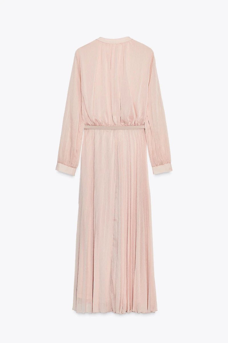 ROBE MIDI PLISSÉE CEINTURE