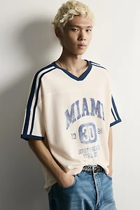 RELAXED FIT RETRO SOCCER PRINT T-SHIRT