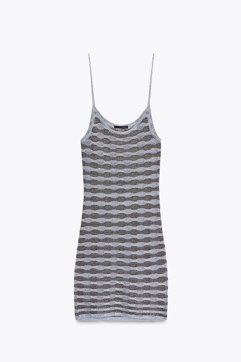 METALLIC THREAD STRIPE DRESS
