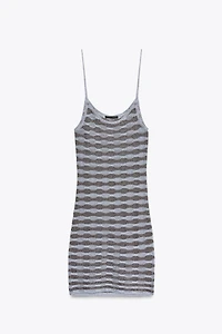 METALLIC THREAD STRIPE DRESS