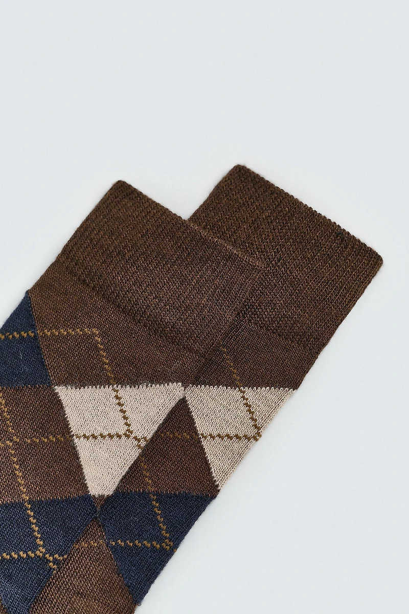 ARGYLE WOOL BLEND SOCKS