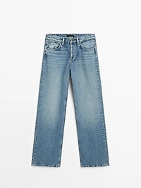 Mid-rise wide-leg jeans with studs
