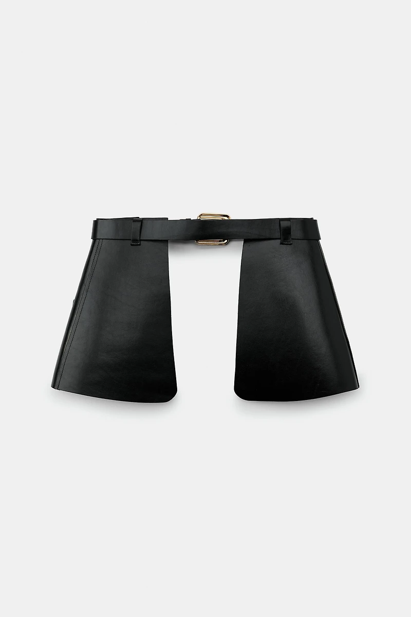 100% LEATHER SKIRT BELT WITH POCKETS