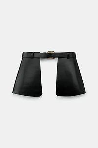 100% LEATHER SKIRT BELT WITH POCKETS