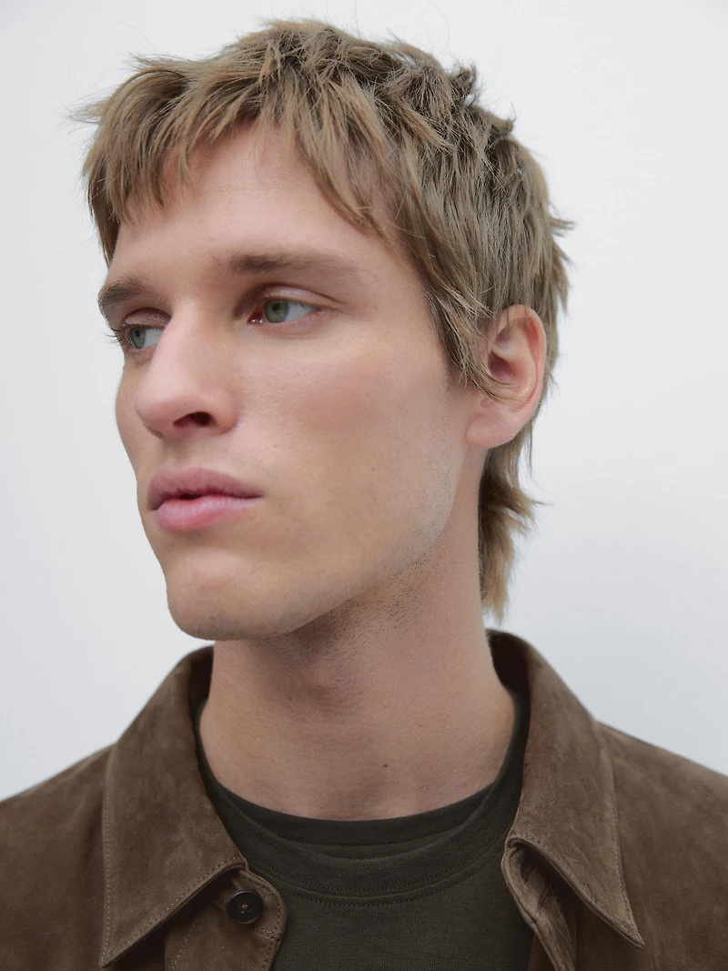 Suede leather overshirt