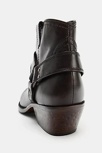 LEATHER COWBOY ANKLE BOOTS WITH RINGS