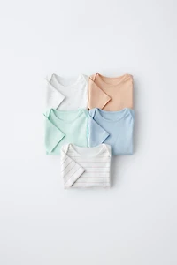 FIVE-PACK OF DROPLET AND STRIPE BODYSUITS