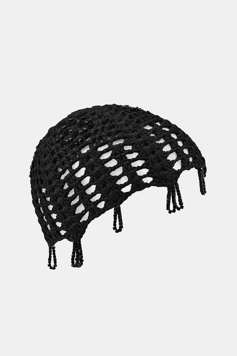 CROCHET SKULLCAP WITH BEADS