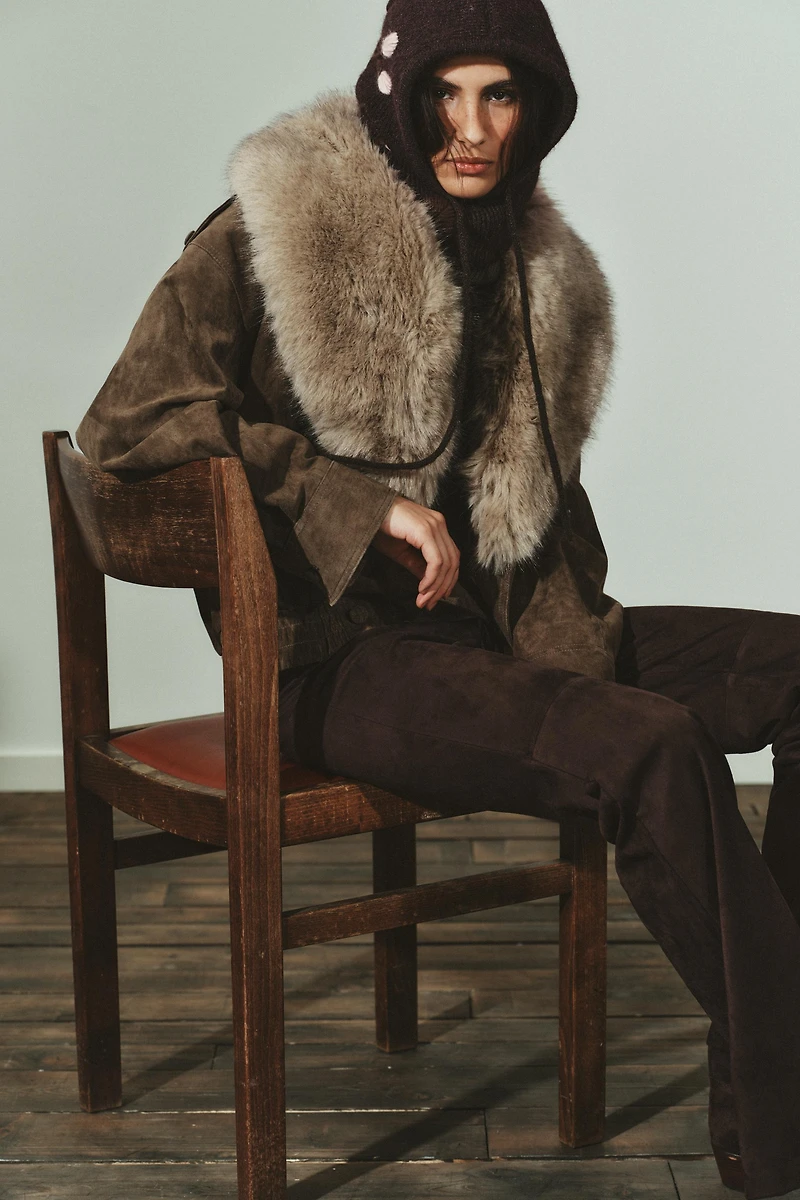 FLORAL EMBROIDERED KNIT HOOD