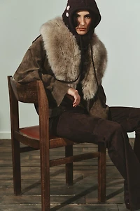 FLORAL EMBROIDERED KNIT HOOD