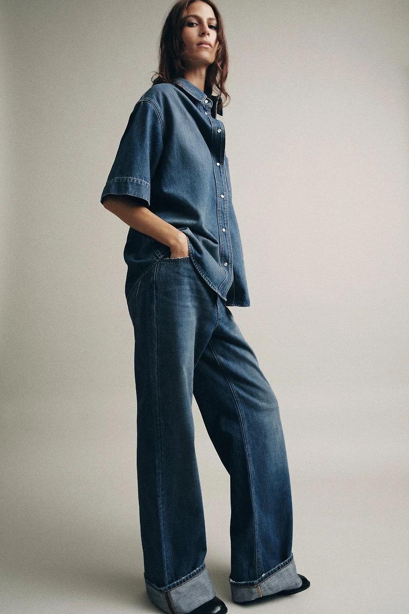 ZW COLLECTION MID-RISE TURN-UP HEM JEANS