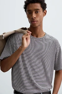 T-SHIRT COTON ET LIN RAYÉ