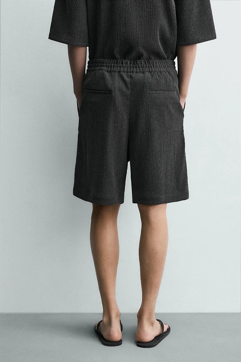 RELAXED FIT EMBOSSED SHORTS