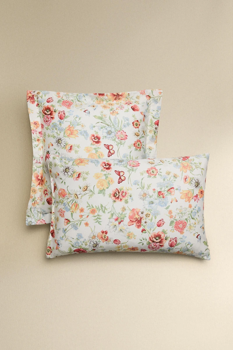 FLORAL PRINT SATEEN PILLOWCASE
