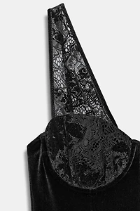 LACE VELVET MIDI DRESS