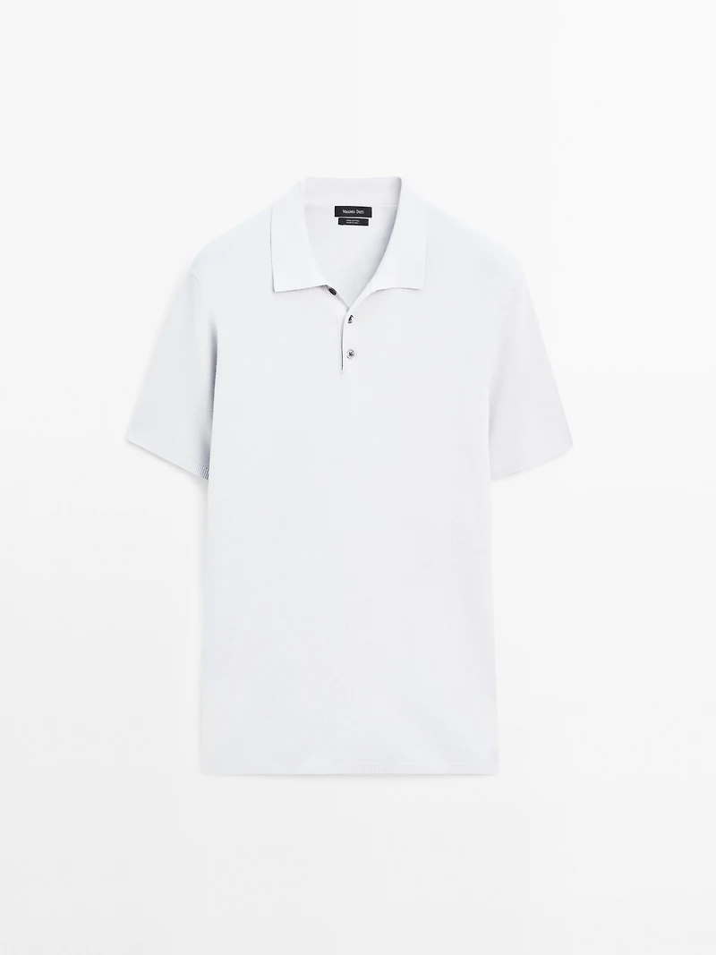 100% cotton textured knit polo shirt