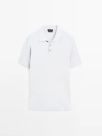 100% cotton textured knit polo shirt