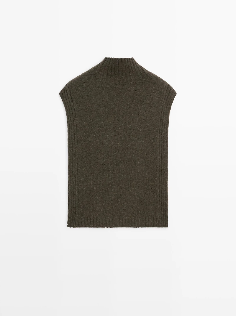 Sleeveless high neck sweater