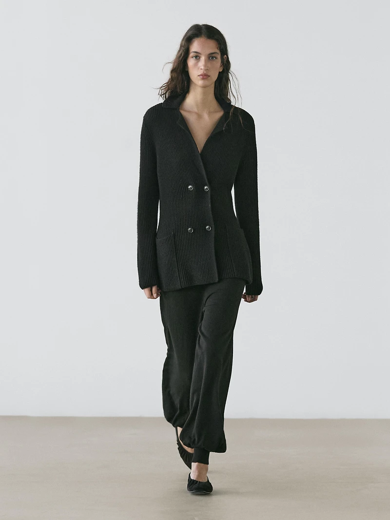 100% wool double-breasted cardigan