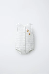 EMBROIDERED ICE CREAM KNIT ROMPER