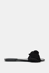 SPLIT LEATHER BOW SANDALS