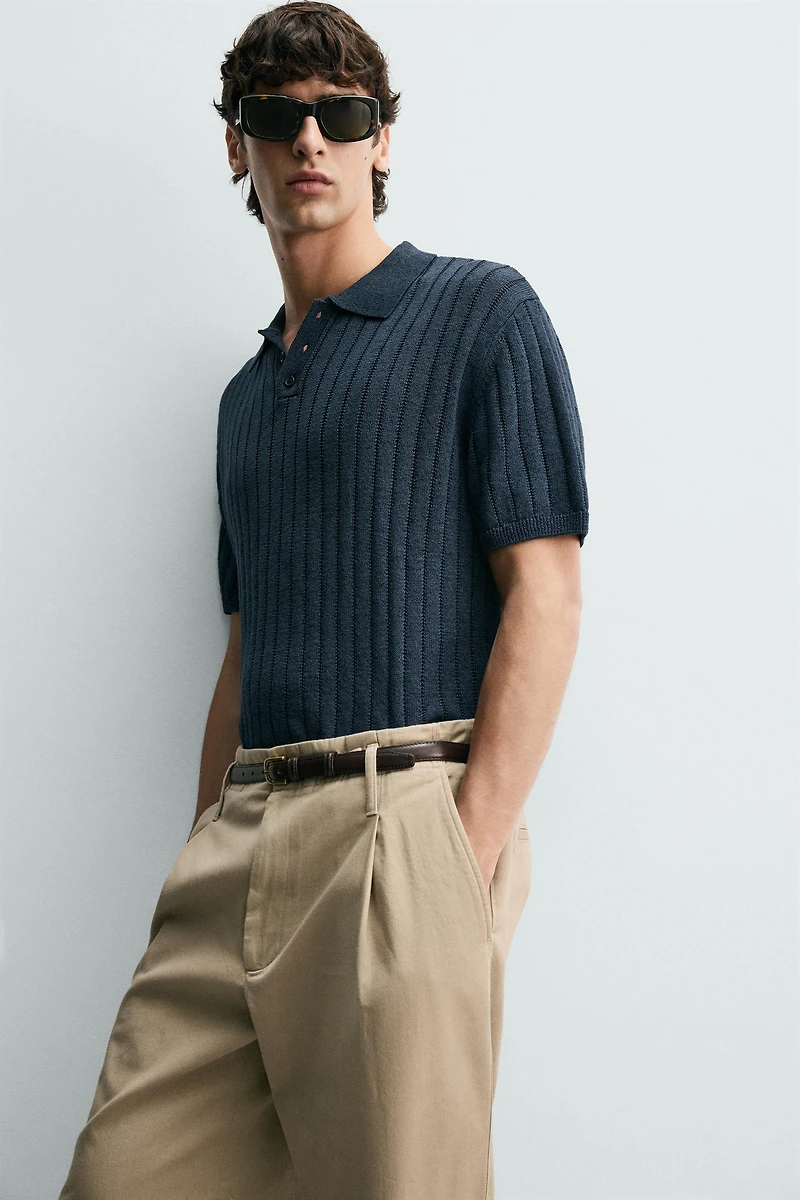 RIB KNIT POLO SHIRT