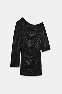 ROBE COURTE ASYMÉTRIQUE STRASS