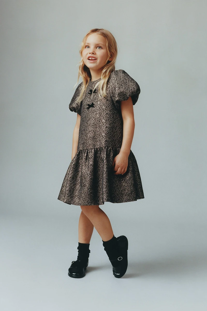 SPARKLY VELVET BOW DRESS