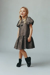 SPARKLY VELVET BOW DRESS