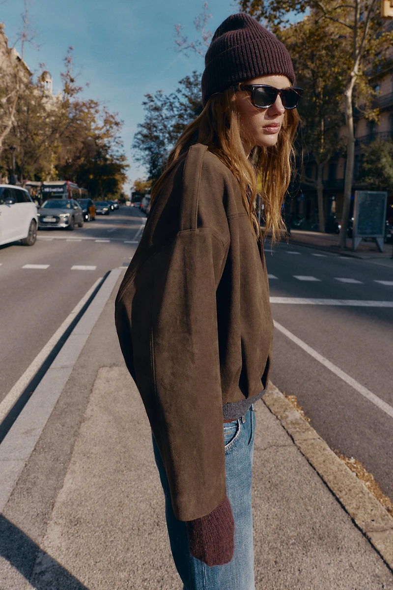 VESTE BOMBER EFFET DAIM