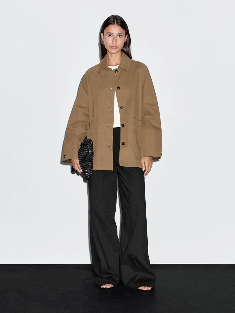 Trench taille ajustée en coton mélangé