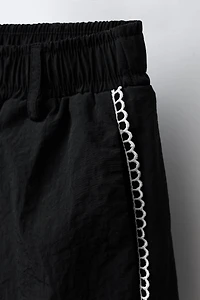 CONTRAST NYLON STRAIGHT LEG PANTS