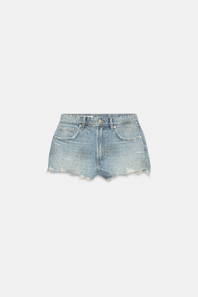 TRF HIGH-WAISTED CURVED DENIM SHORTS