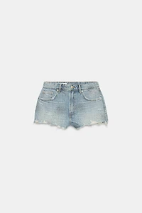 TRF HIGH-WAISTED CURVED DENIM SHORTS