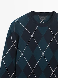 Pull en maille à détail losanges coton